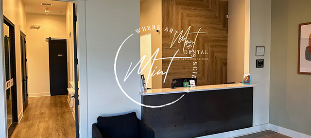 Mint Dental front office with its logo